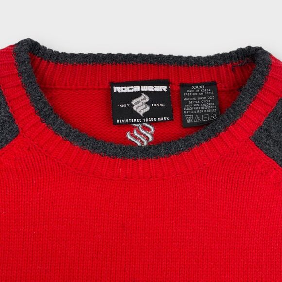 VINTAGE Rocawear Sweater Jacket Mens 3XL Knit Logo Pullover Zip Pockets Hip Hop - Picture 9 of 14